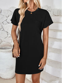 Round Neck Short Sleeve Mini Dress - Mack and Mav Boutique 