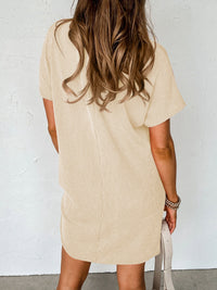 Round Neck Short Sleeve Mini Dress - Mack and Mav Boutique 