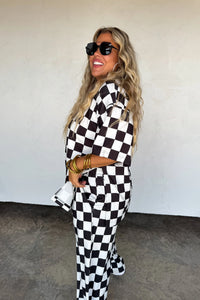 PREORDER: Check Babe Side Slit Top
