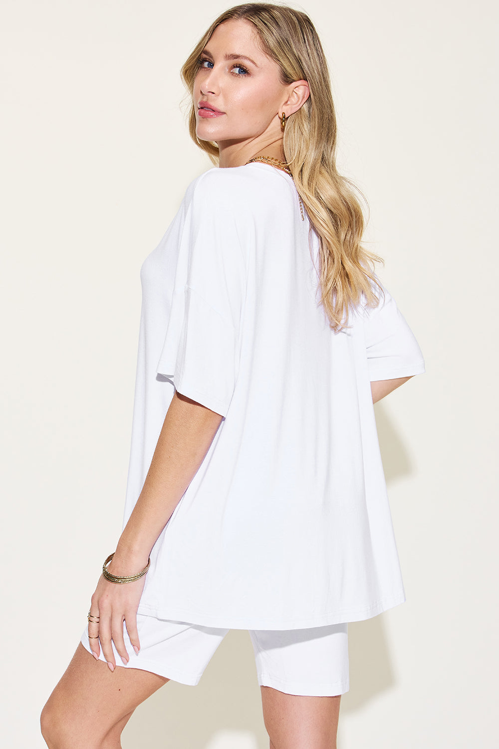 Basic Bae Full Size V-Neck Drop Shoulder T-Shirt and Shorts Set - Mack and Mav Boutique 