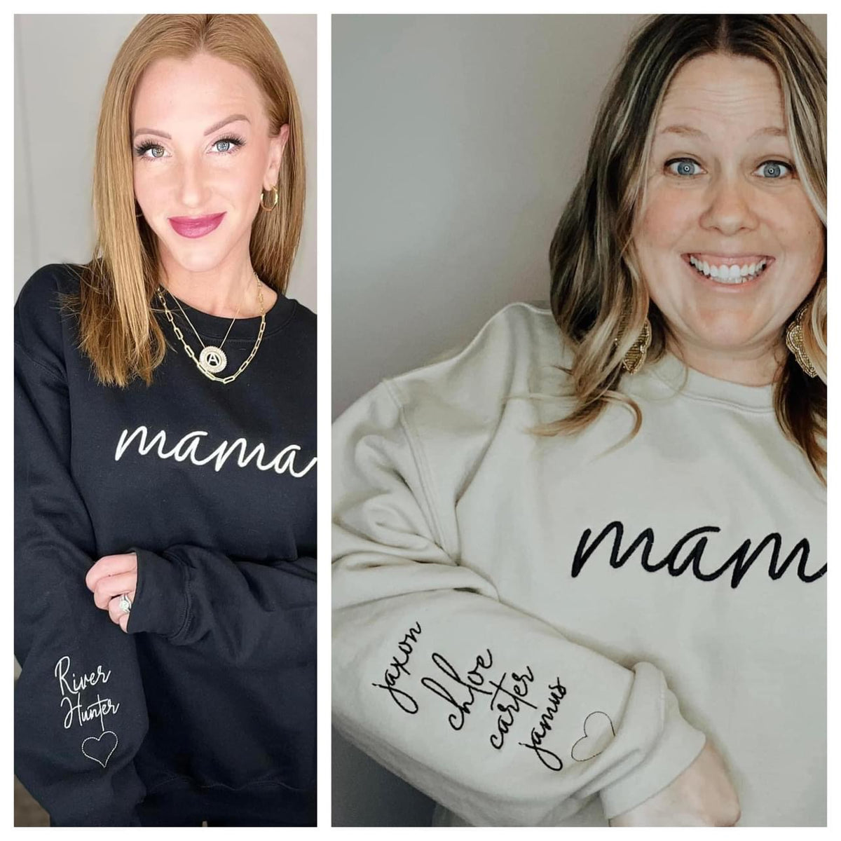 Mama Custom Embroidered Crew - Mack and Mav Boutique 