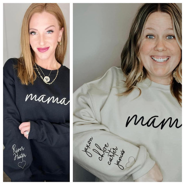 Mama Custom Embroidered Crew - Mack and Mav Boutique 