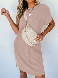 Round Neck Short Sleeve Mini Dress - Mack and Mav Boutique 