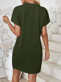 Round Neck Short Sleeve Mini Dress - Mack and Mav Boutique 