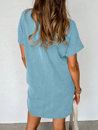 Round Neck Short Sleeve Mini Dress - Mack and Mav Boutique 