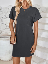 Round Neck Short Sleeve Mini Dress - Mack and Mav Boutique 