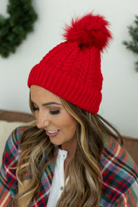 IN STOCK Bella Braid Beanie - Red - Mack and Mav Boutique 