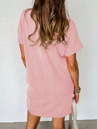 Round Neck Short Sleeve Mini Dress - Mack and Mav Boutique 