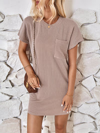 Round Neck Short Sleeve Mini Dress - Mack and Mav Boutique 
