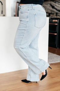 Brooke High Rise Control Top Vintage Wash Straight Jeans - Mack and Mav Boutique 