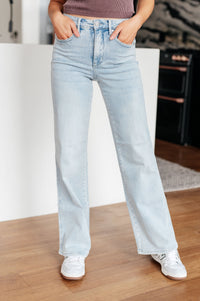 Brooke High Rise Control Top Vintage Wash Straight Jeans - Mack and Mav Boutique 