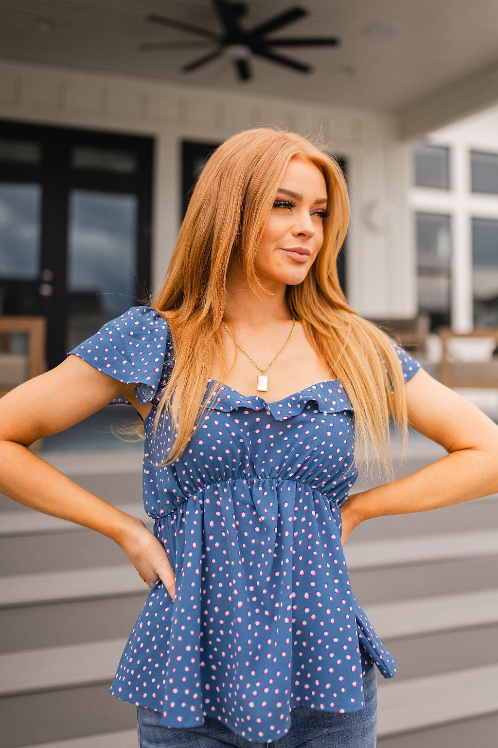 Connect the Dots Peplum Blouse - Mack and Mav Boutique 