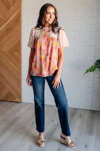 Day Dreamer Mixed Floral Top in Mauve - Mack and Mav Boutique 
