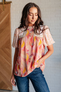 Day Dreamer Mixed Floral Top in Mauve - Mack and Mav Boutique 