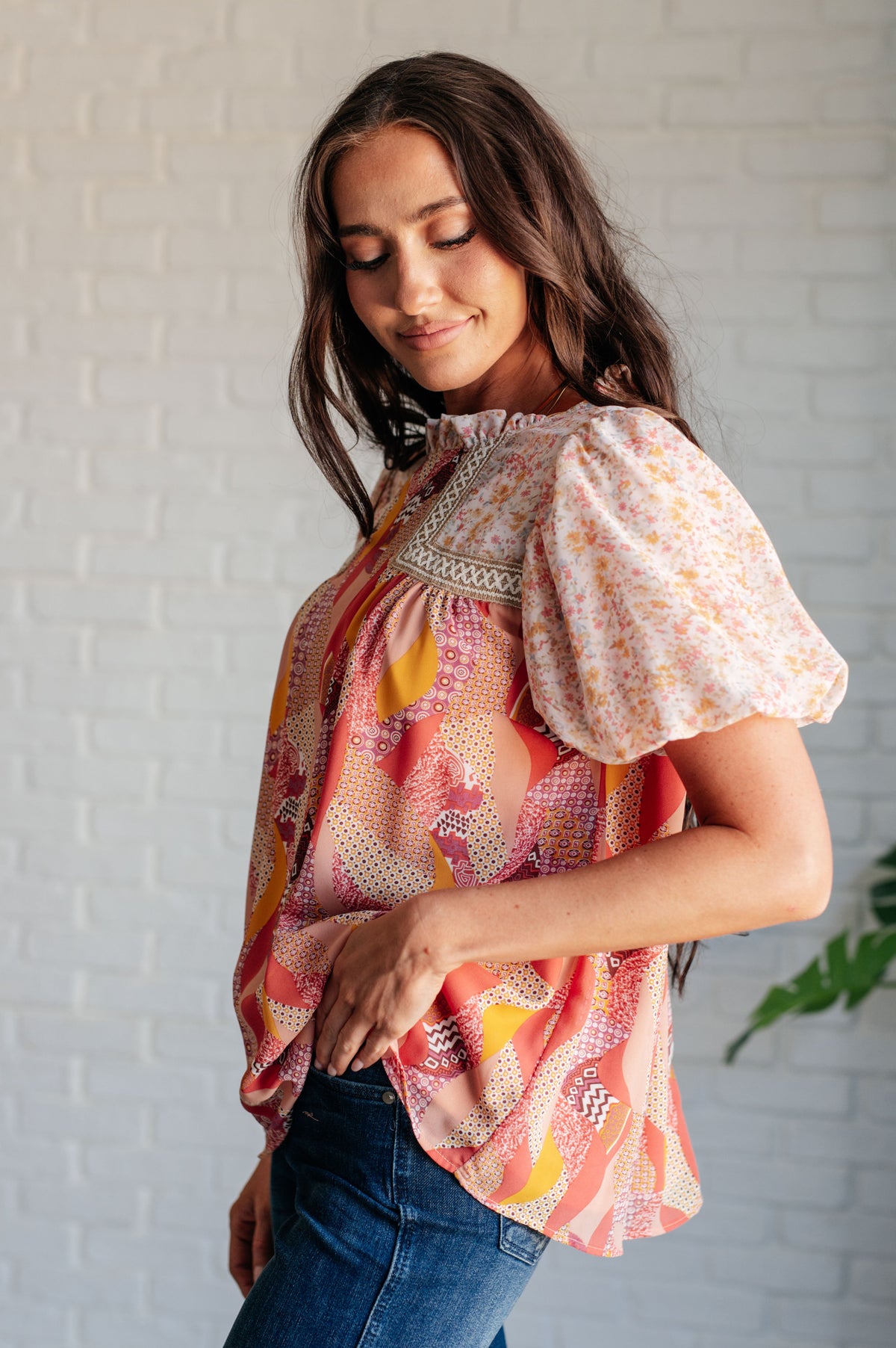 Day Dreamer Mixed Floral Top in Mauve - Mack and Mav Boutique 