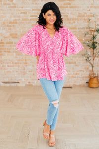 Dreamer Peplum Top in Pink Leopard - Mack and Mav Boutique 
