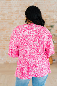Dreamer Peplum Top in Pink Leopard - Mack and Mav Boutique 