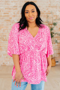 Dreamer Peplum Top in Pink Leopard - Mack and Mav Boutique 