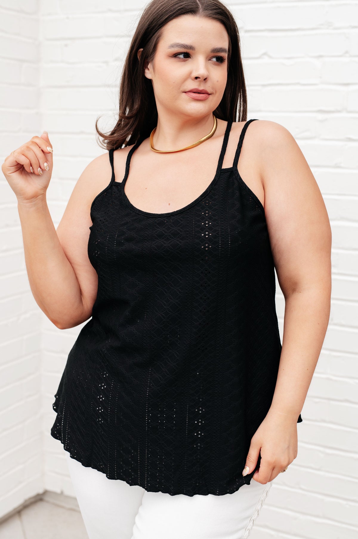 Eye on the Prize Eyelet Tank in Black - Mack and Mav Boutique 