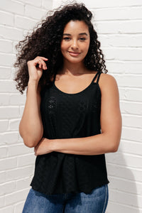 Eye on the Prize Eyelet Tank in Black - Mack and Mav Boutique 