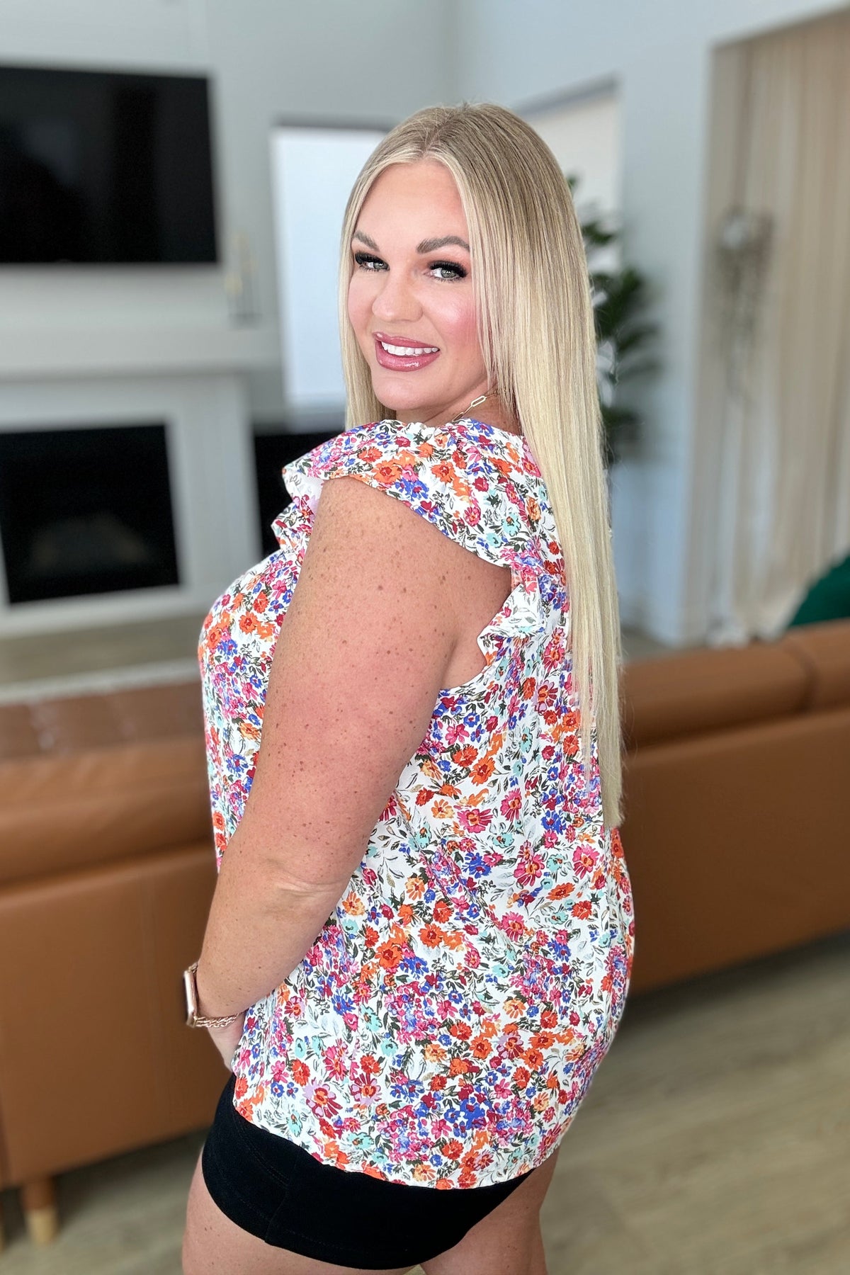 Take A Risk Floral Square Neck Top - Mack and Mav Boutique 