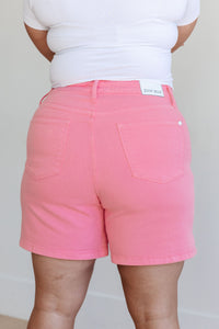 Jenna High Rise Control Top Cuffed Shorts in Pink - Mack and Mav Boutique 
