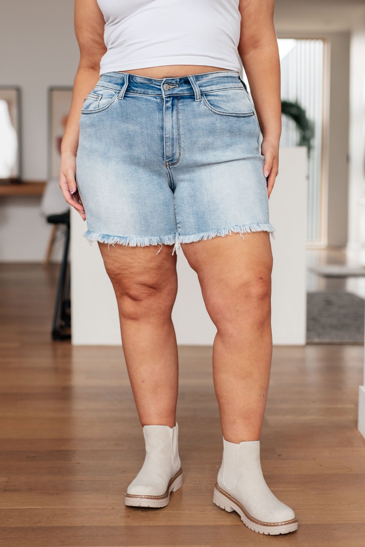 Jenny High Rise Cutoff Dad Shorts - Mack and Mav Boutique 