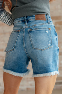 Kara High Rise Rigid Magic Button Fly Cutoff Shorts - Mack and Mav Boutique 