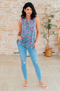 Lizzy Tank Top in Mint and Pink Leopard - Mack and Mav Boutique 