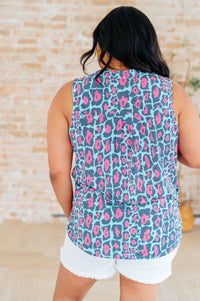 Lizzy Tank Top in Mint and Pink Leopard - Mack and Mav Boutique 