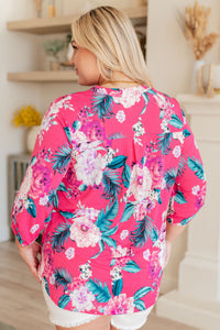 Lizzy Top in Magenta and Teal Tropical Floral - Mack and Mav Boutique 