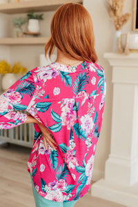 Lizzy Top in Magenta and Teal Tropical Floral - Mack and Mav Boutique 