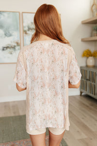 Mention Me Floral Accent Top in Toasted Almond - Mack and Mav Boutique 