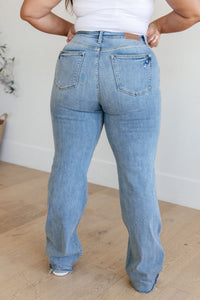 Mildred High Rise V Front Waistband Straight Jeans - Mack and Mav Boutique 