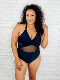 Palma Mesh Detail Halter Swimsuit