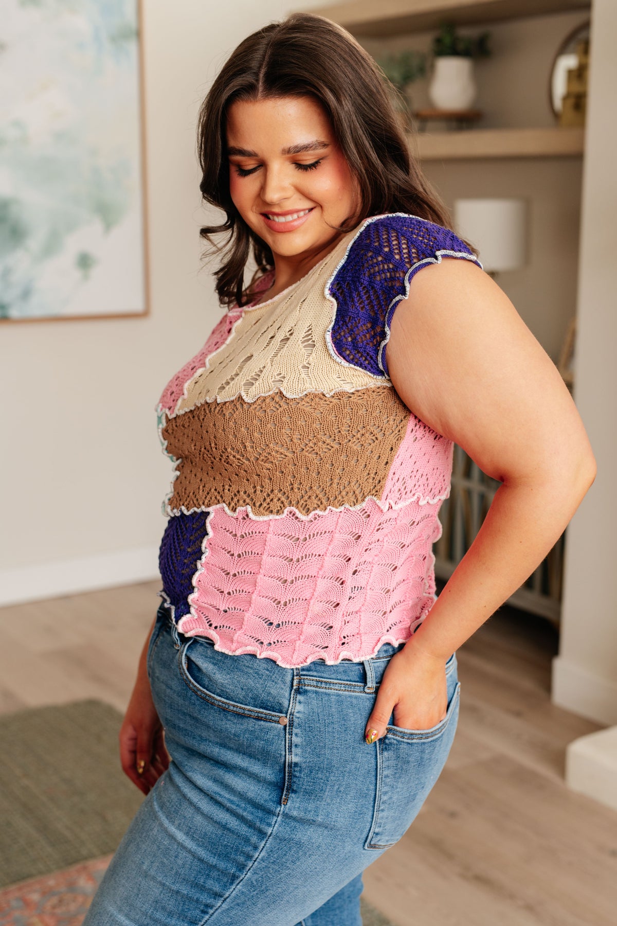 Patch Me Up Patchwork Knit Top - Mack and Mav Boutique 