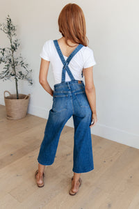 Priscilla High Rise Crop Wide Leg Denim Overalls - Mack and Mav Boutique 