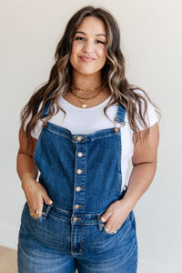 Priscilla High Rise Crop Wide Leg Denim Overalls - Mack and Mav Boutique 