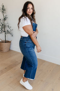 Priscilla High Rise Crop Wide Leg Denim Overalls - Mack and Mav Boutique 