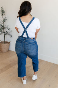 Priscilla High Rise Crop Wide Leg Denim Overalls - Mack and Mav Boutique 