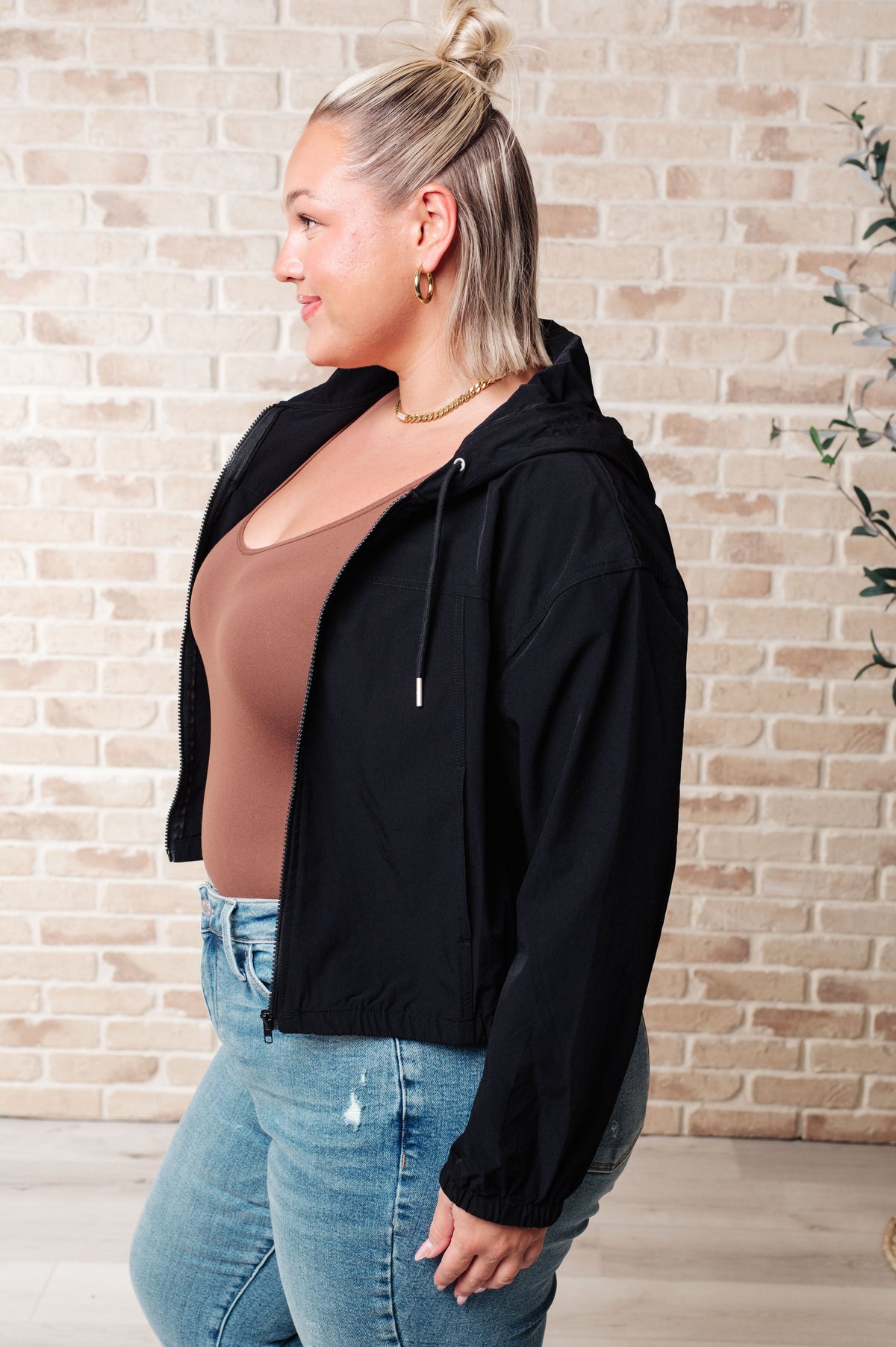 Sky of Only Clouds Zip Up in Black - Mack and Mav Boutique 