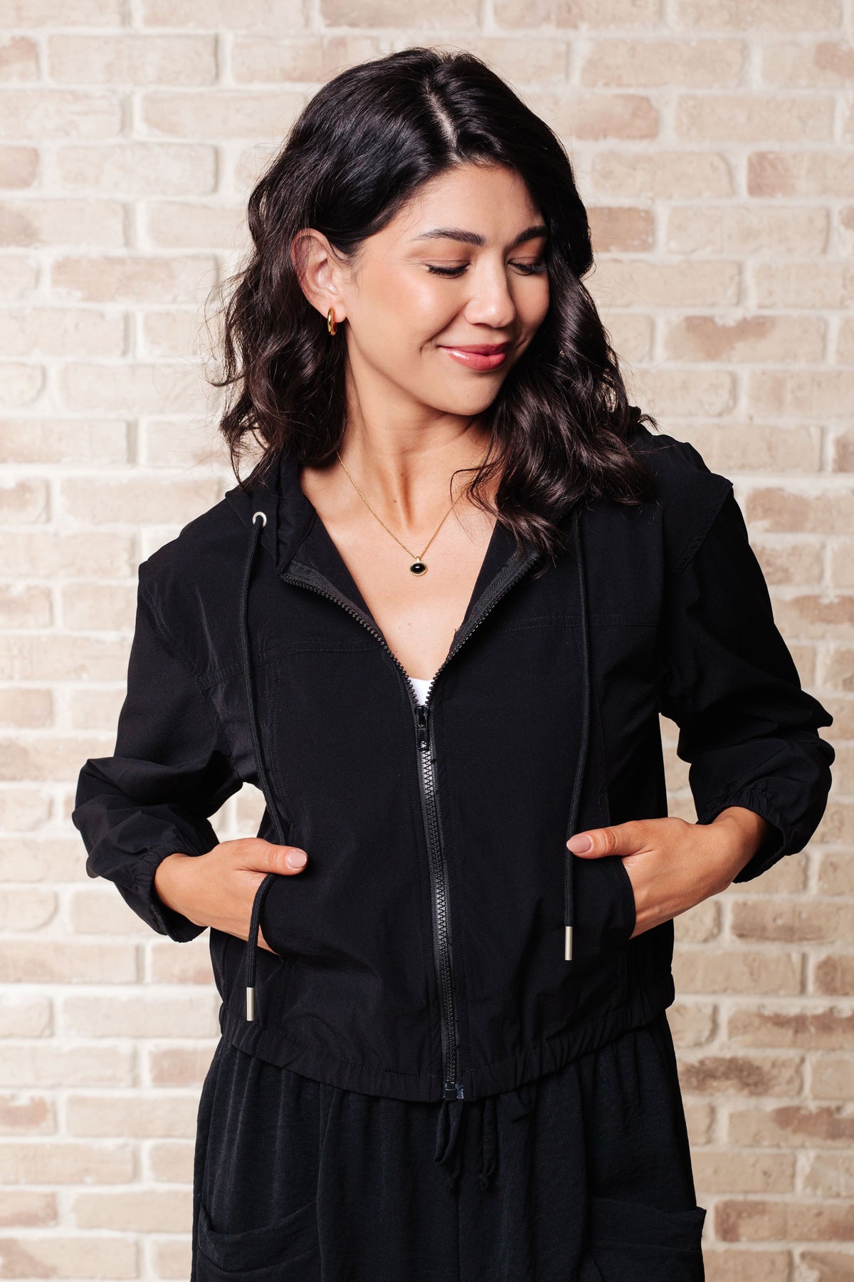 Sky of Only Clouds Zip Up in Black - Mack and Mav Boutique 