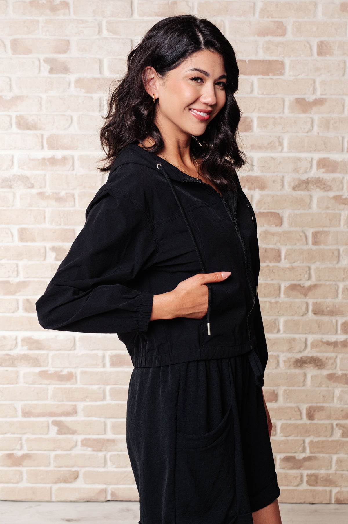 Sky of Only Clouds Zip Up in Black - Mack and Mav Boutique 