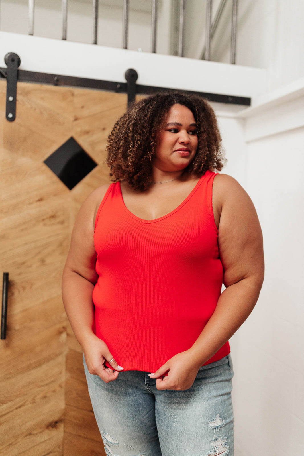 Stay Easy Tank In Cherry - Mack and Mav Boutique 