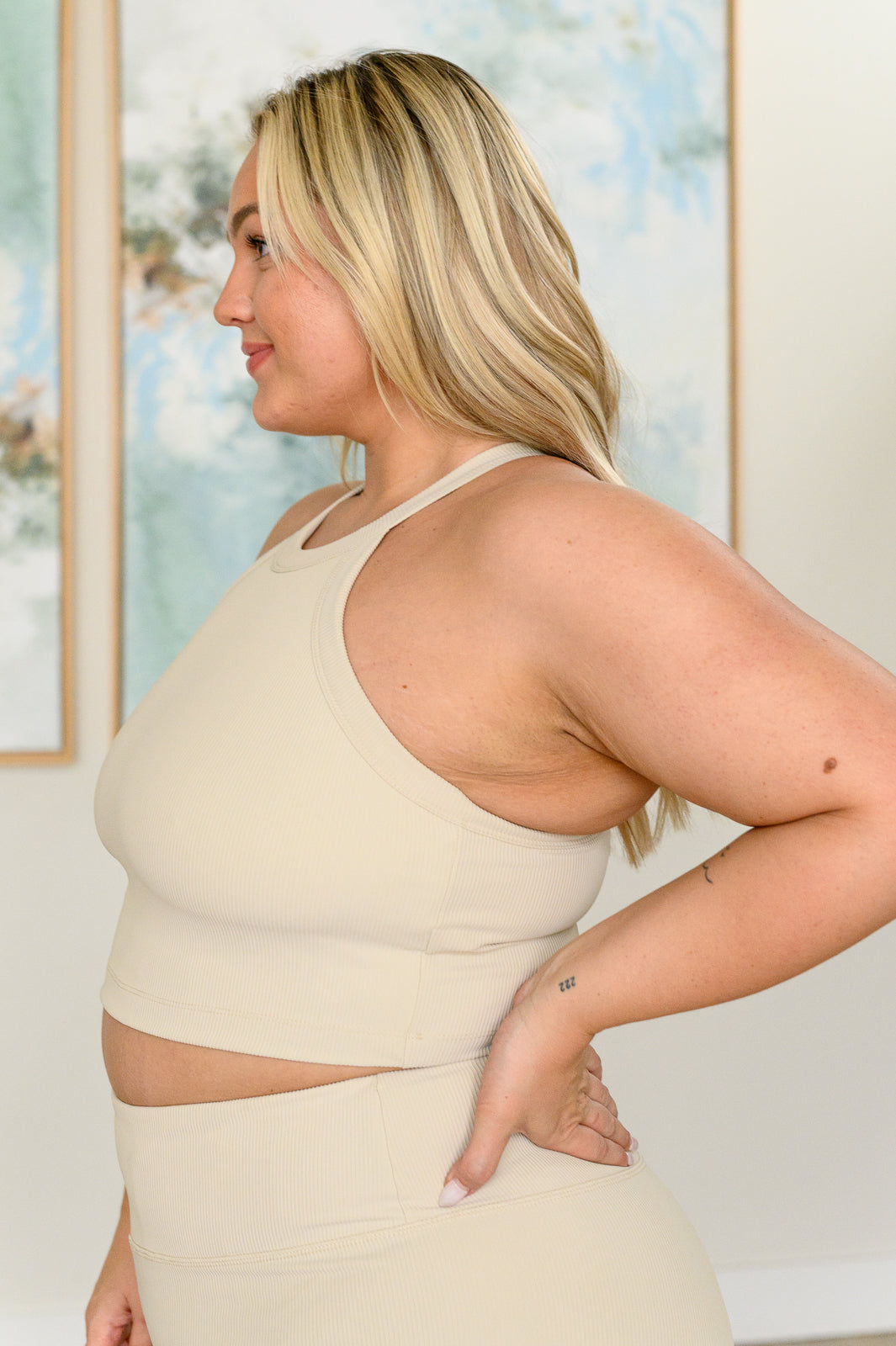 Sweet Thang Cropped Tank in Seashell - Mack and Mav Boutique 