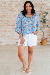 Willow Bell Sleeve Top in Retro Ditsy Floral - Mack and Mav Boutique 