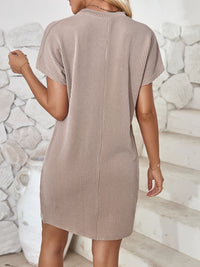 Round Neck Short Sleeve Mini Dress - Mack and Mav Boutique 