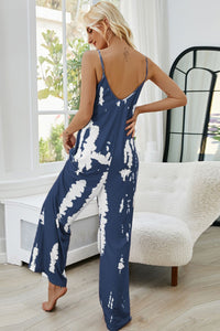 Tie-Dye Spaghetti Strap Jumpsuit with Pockets - Mack and Mav Boutique 