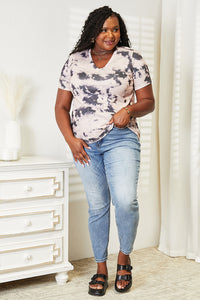 Double Take Tie-Dye V-Neck T-Shirt - Mack and Mav Boutique 