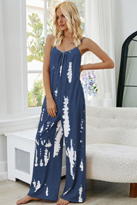 Tie-Dye Spaghetti Strap Jumpsuit with Pockets - Mack and Mav Boutique 
